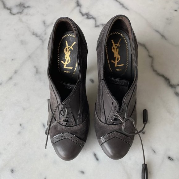 Yves Saint Laurent Lace Up Oxford Ankle Boots - Picture 2 of 16